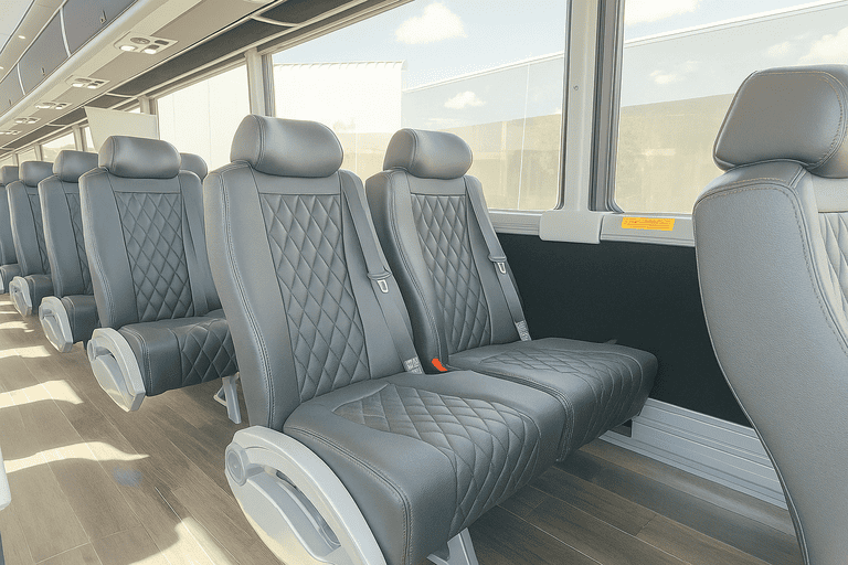 interior of Miramar Shuttle Bus Rentals charter bus